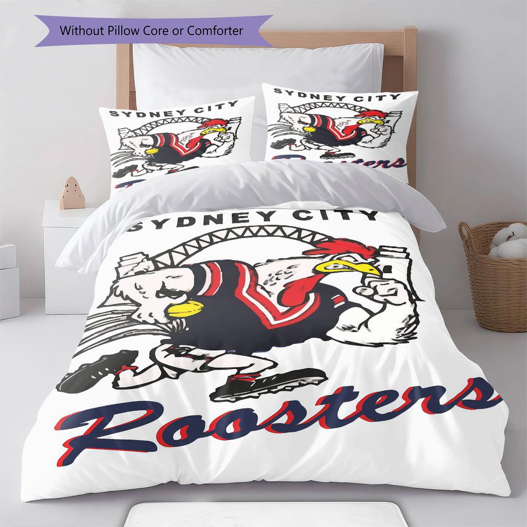 Sydney Roosters Legacy Bedding Quilt Set Quilt Cover Pillowcase Home Decoration Birthday Gift (1 * Duvet Cover + 2 * Pillowcase, Without Core)
