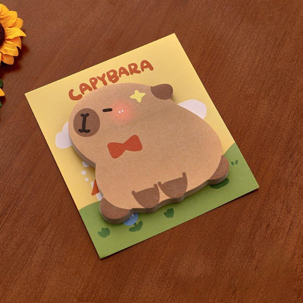 4 Pcs/Bag Durable N Times Sticky Notes Kawaii Message Paper Capybara Memo Pad  Students