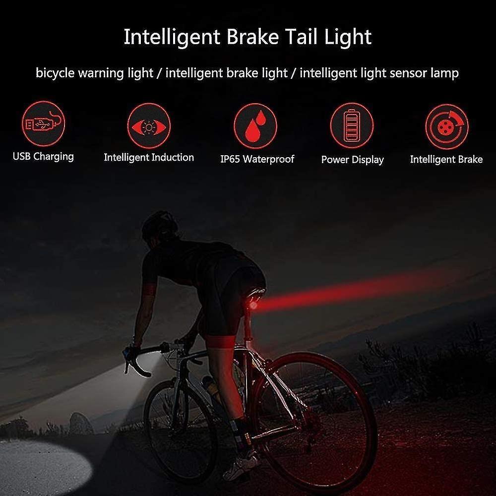 Smart Bike Tail Light with USB Rechargeable Bike Brake Light Bike Light with Waterproof