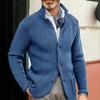 Men Knitting Coat Lapel Long Sleeve Loose Fit Knitting Jacket with Pockets Soft Texture Casual Solid Color Knitwear