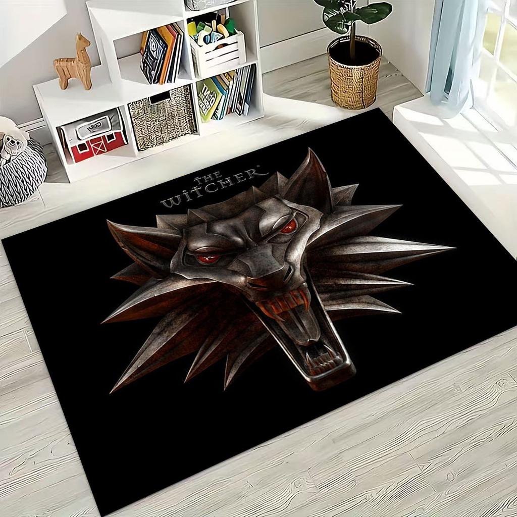 3D The W-Witcher Geralt Games Cartoon Rug for Bedroom Living Room Sofa Home Doormat Decor, Large Kid Play Non-slip Floor Mat
