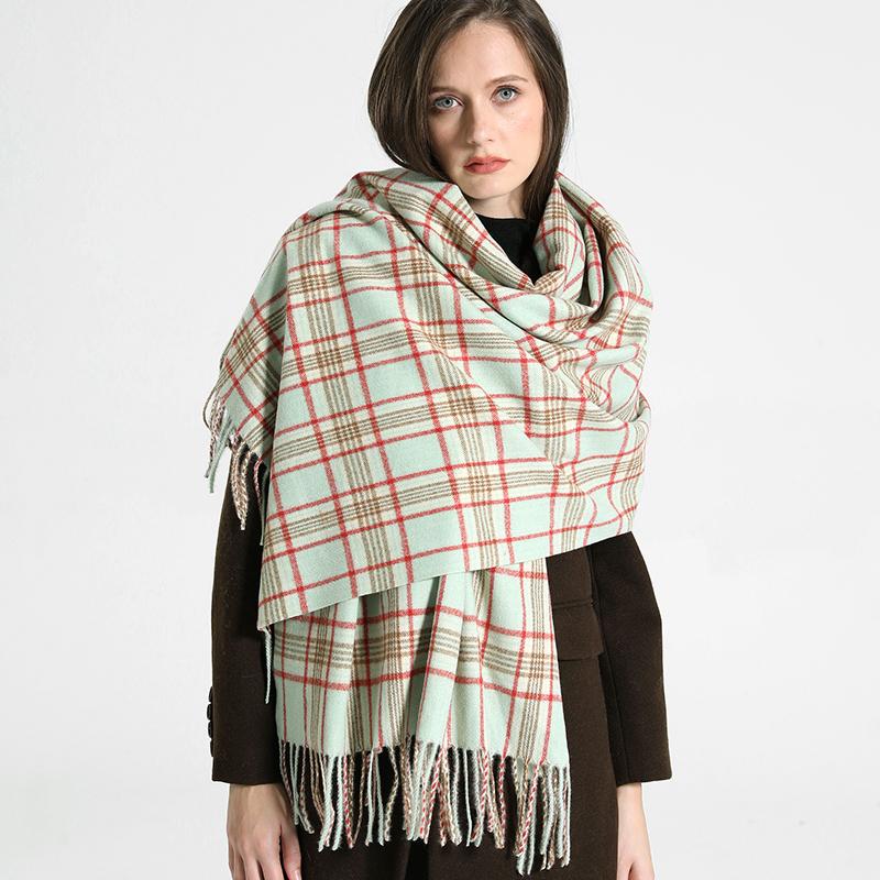 Luxury Plaid Scarf Winter Warm Cashmere Women Long Bandana Pashmina Foulard Female Scarves Tassel Shawl And Wraps  Design
