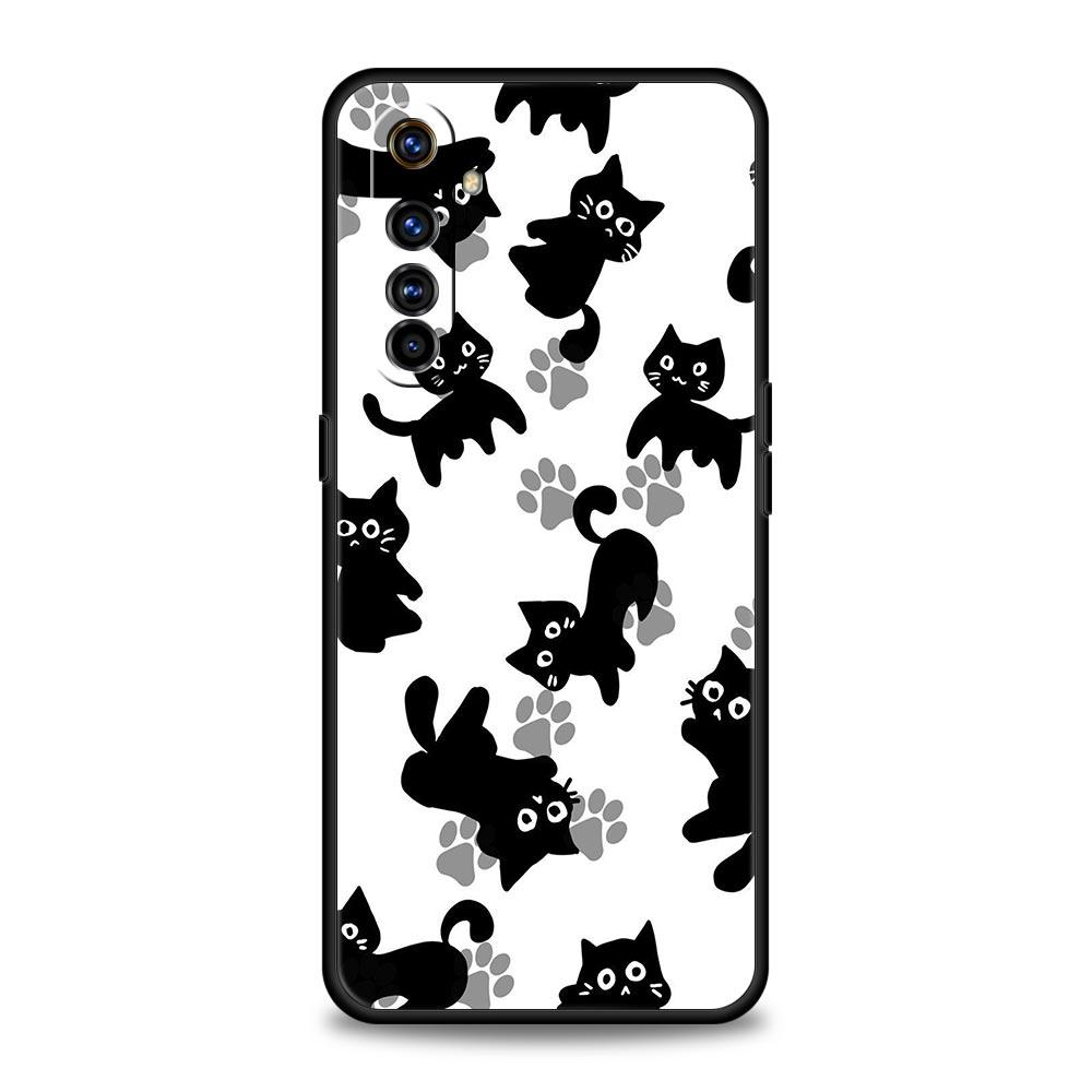 Funny Black Cat Phone Case For Realme 16 15T 14 13 12 11 10 4G 9 8 5G Pro Plus C21 C25 C35 GT5 GT3 GT2 Neo 2 3 3T 5 Cover