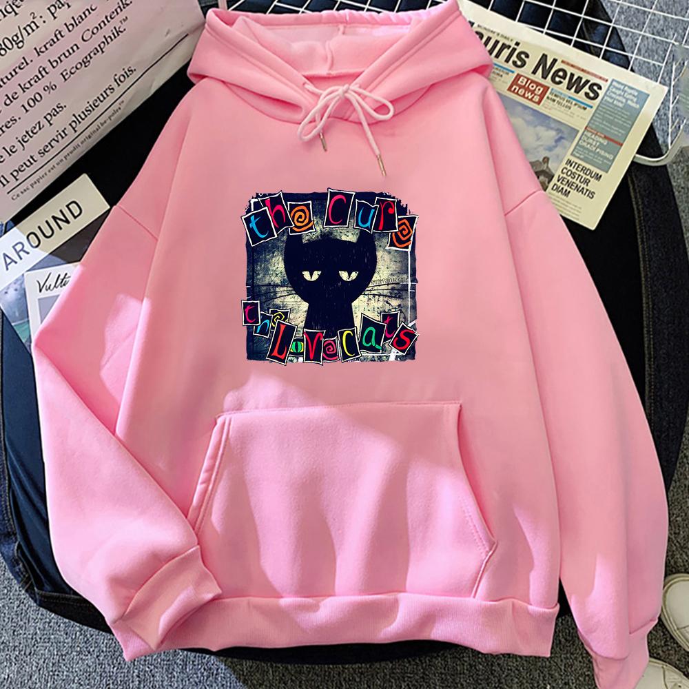 The Cure Love Cats Hoodies Mens Gothic Streetwear Sweatshirts for Winter Autumn Cartoon Print Male Pullovers Clothes Man