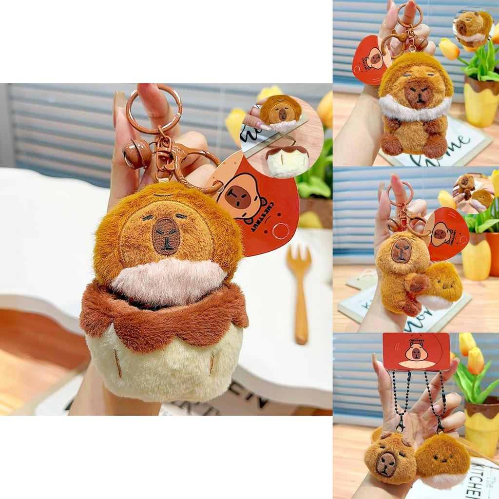 Adorable Capybara Chestnut Plush Keychain Pendant Cute Cartoon Style Accessory