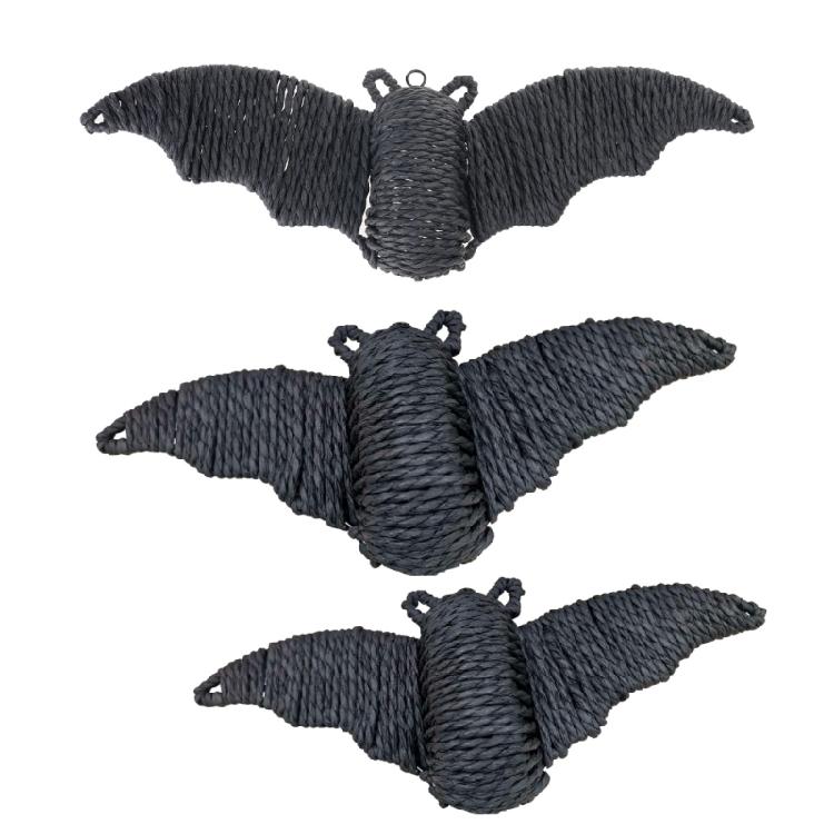 Top Loop Halloween Bat Decors , Straw-Look Seasonal Decoration for Entry Displays, Party Scenes and Fall Room Styling