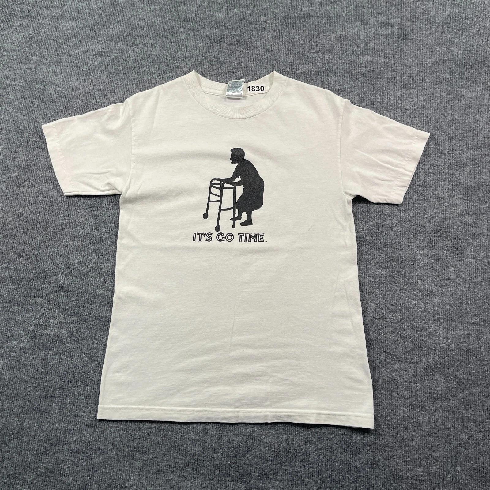 

Vintage 90s It s Go Time Funny Silhouette Granny Shirt Small 17x25 White L
