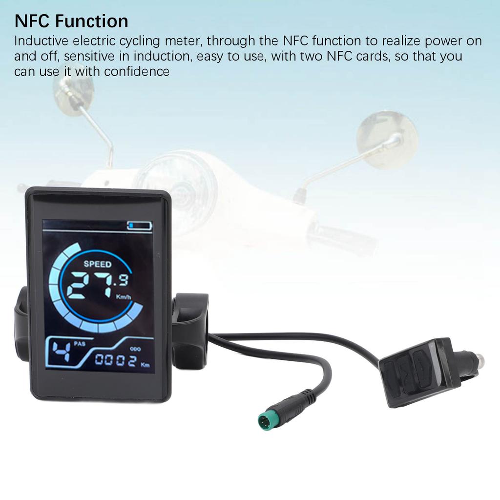 Cycling Display Meter LCD Control Panel NFC Induction  Design Easy Installation with 2 Cards for Bicycles and Scooters