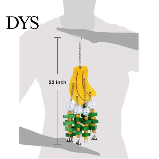 Parrot Wood Apple Banana Building Block Toy Pet Bird Ladder Bite Chew Cage Decor