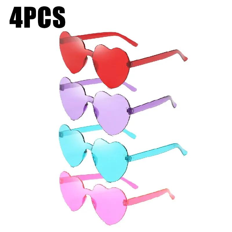 Sunglasses for Women Jelly Color Frameless Heart Shaped One-piece Glasses Dazzling Color Glasses
