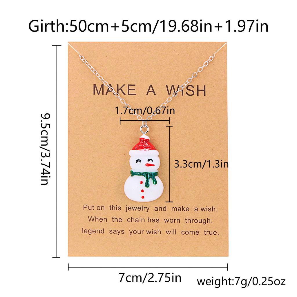 Christmas Resin Pendant Christmas Resin Snowman Pendant Necklace Versatile Christmas Gift Box Necklace Female