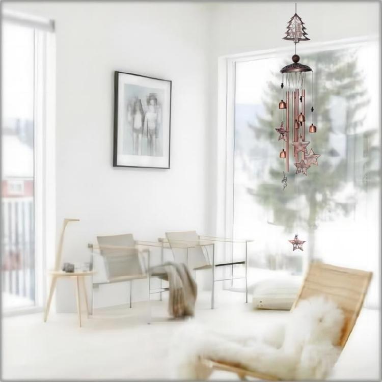 Festives Metal Windchime Bells Hanging Ornament for Christmas Trees, Creates Warm Holiday Ambiances