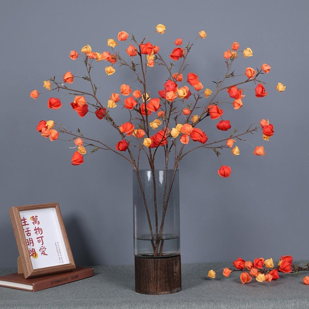 Realistic Artificial Lantern Flower Real Touch Elegant Lantern Fruit Branches Handmade Simulation Enkianthus Chinensis
