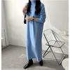 Autumn Long Sleeve Knitted Sweater Dress Women Elegant Winter Fashion Loose Knitwear Dress Female Simple Office Ladies Long Dresses Clothing 1328
