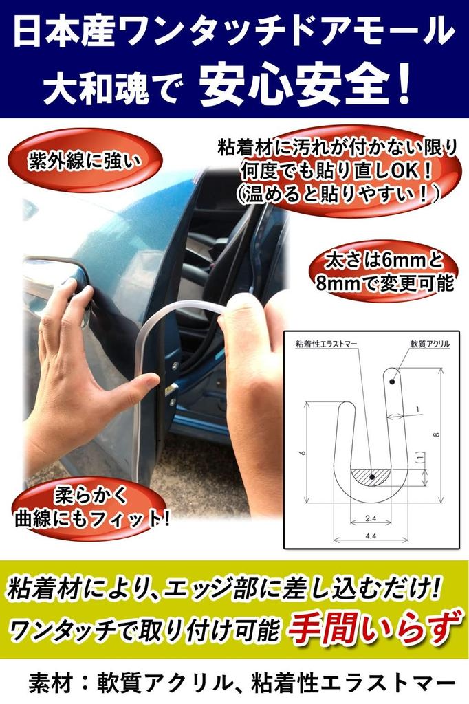 Door Molding with Adhesive Door Guard Made in Japan Car