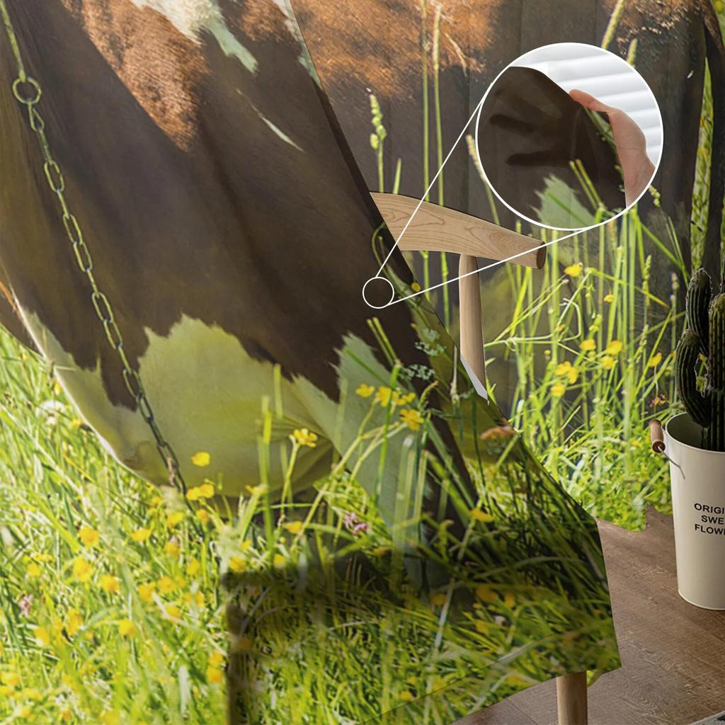 Country Animal Cows Tulle Curtain Home Office Window Decor Bedroom Kitchen Balcony Modern Sheer Curtain