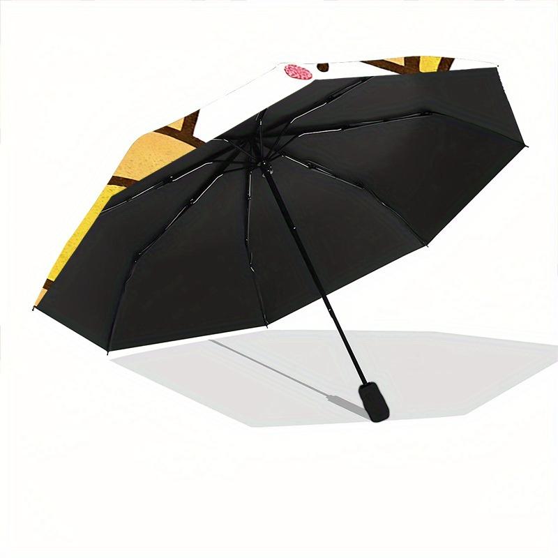 1pc Pineapple Cats Automatic Open/close Folding Compact Umbrella, 8 Rib Sturdy Canopy, Lightweight Portable, Everyday Use, Gift,,086