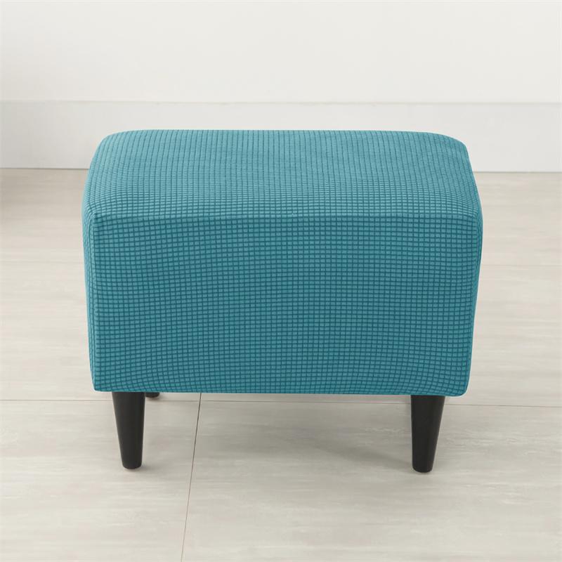 1pc Solid Color Rectangle Ottoman Covers Stretch Polar Fleece Footrest Cover Non -Slip Anti -Dust Footstool Slipcover Protector