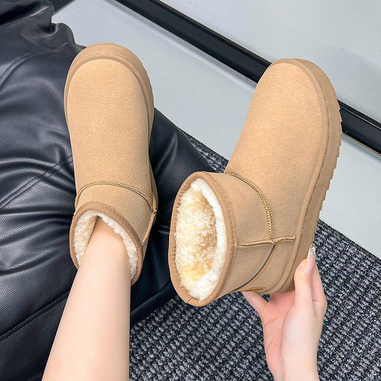 Women's Large Size Soft Sole Winter Warm Fur Snow Boots Padded Lined Ankle Boots Anti-slip Hiking Casual Sports Cotton Boots