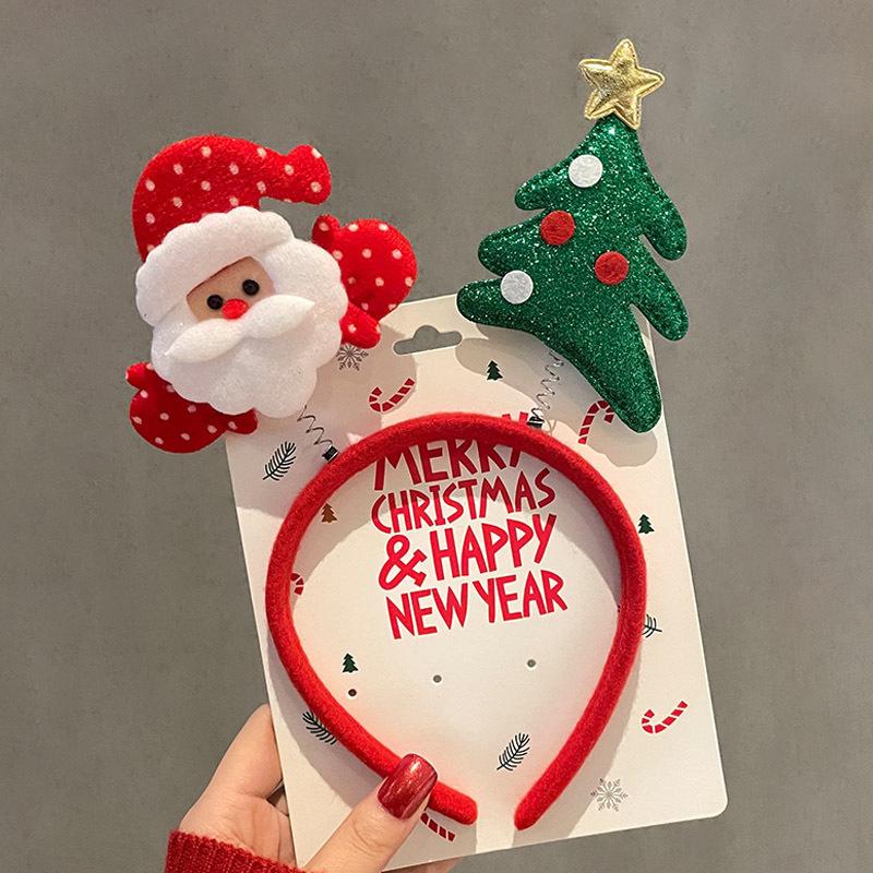 Christmas Head Toppers Antlers Christmas Tree Stylish Headband Merry Christmas Happy New Year Santa Claus Hair Band for Kids
