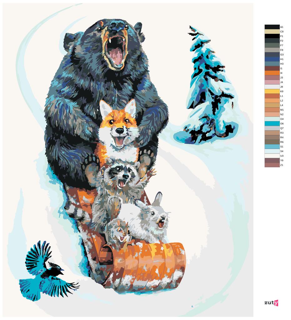 Kaufe Zuty Paint by Numbers SLEDDING ANIMALS (HOLLY SIMENTAL