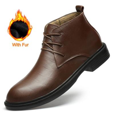 Buty Męskie Zimowe Nowe Luksusowe Buty Męskie Prawdziwa Skóra Buty Codzienne Modne Brytyjski Styl Wysokie Buty Chelsea Buty Biznesowe