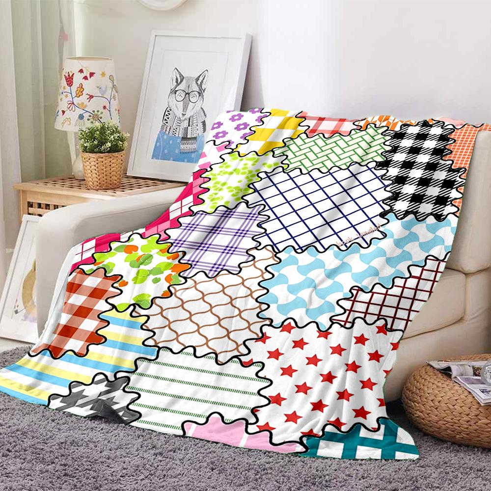 1 szt. Koc z wzorami tekstylnymi Ciepły, Przytulny i Miękki, Nadaje się do Sof, Łóżek, Samochodów i Biura. Idealny na Kemping i Podróże, Co Czyni go Świetnym Gi