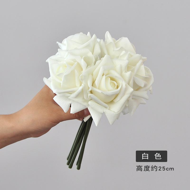 Artificial Roses Single Stem 5pcs Fake Silk Flower Arrangement Bouquet Real Touch for Home Party Wedding Decoration(Light Pink)