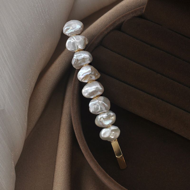 Accessible Luxury Word Fashion Niche Baroque Pearl Hairpin White [1 Piece]