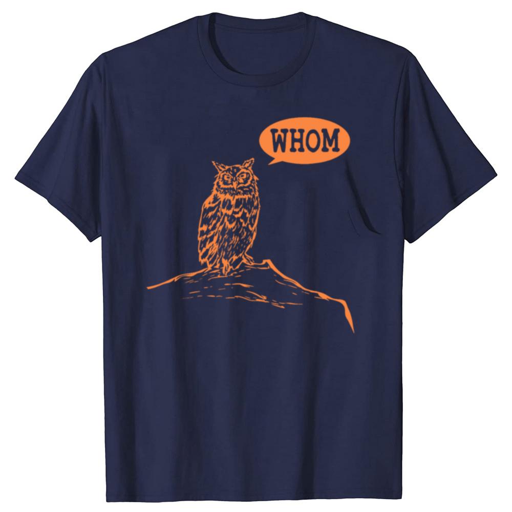 Funny Whom Owl Grammar English Teacher Graphic T-shirts Men Women's Fashion Casual Tshirt Loose Oversized Streetwear T Shirt