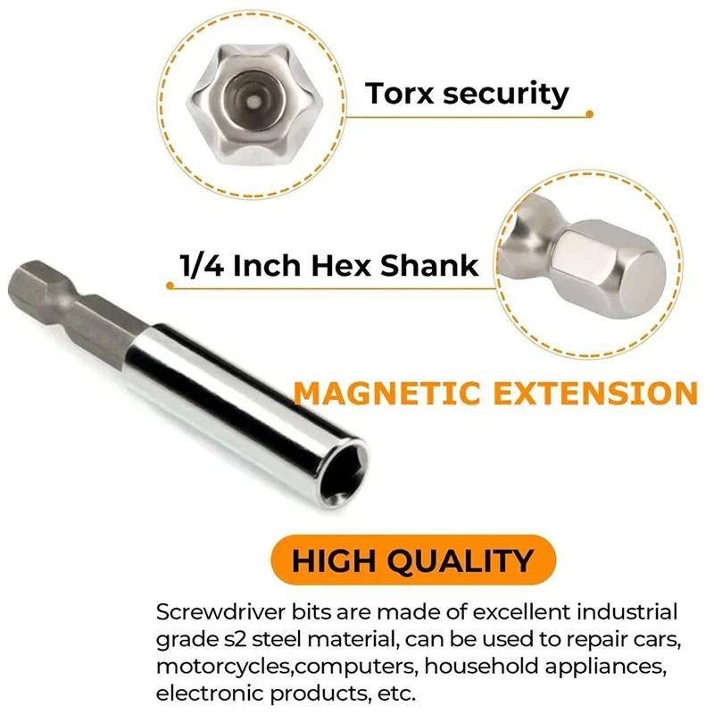 33Pcs/set Safety Bit Set with Extension Bit Holder Tamper Proof Security Torq Hex Star Spanner Tri Wing Screwdriver Magnetic Bits