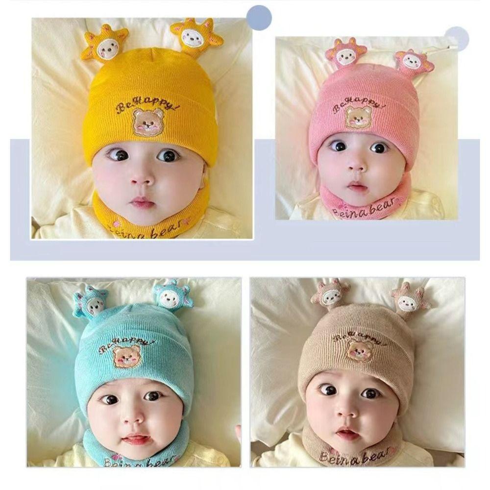 

Warm Bear Baby Knitted Beanie Windproof Earflap Hat New Baby Knitted Hat Baby жовтий