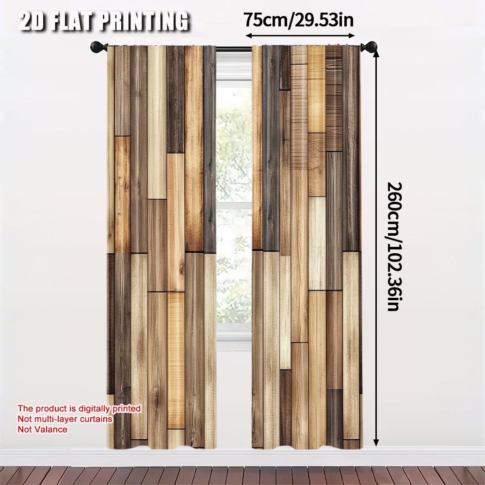 2pcs   Curtains Roller Blinds 2D Plane Printing Brown Wood Panel Kitchen Curtains Polyester (without Rod) Decorations Clearance