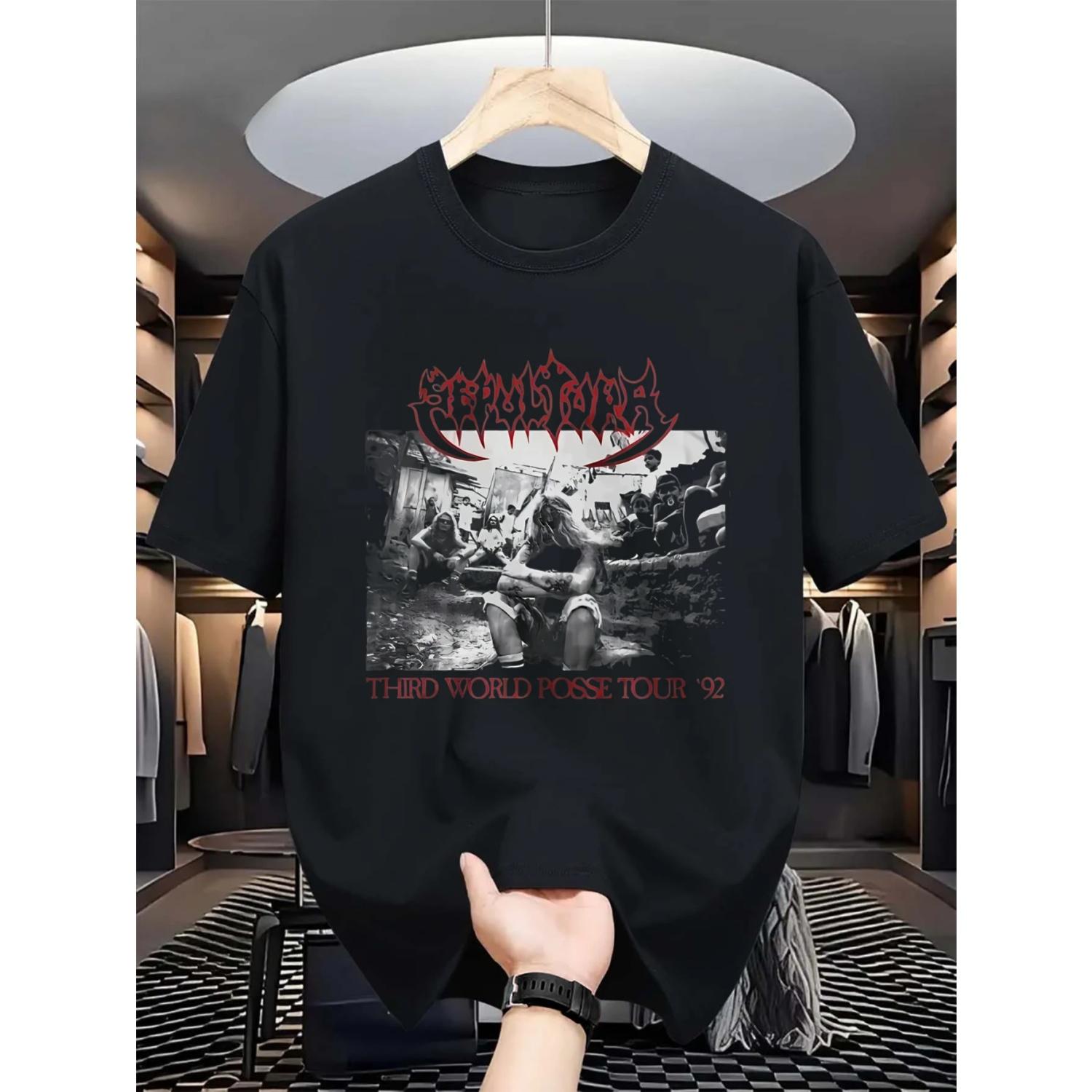 

Sepultura Third World Gang 92 Retro T-shirt - Cover Design 1992 Logo Brazilian Style Concert, Gym, and Casual Wear T-shirt S чёрный