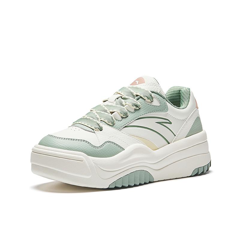 Anta Wave Shoes 2 Comfortable Casual Trendy Height Increasing Breathable Low Top Skate Shoes Women sneaker Ivory-White 922438016-3