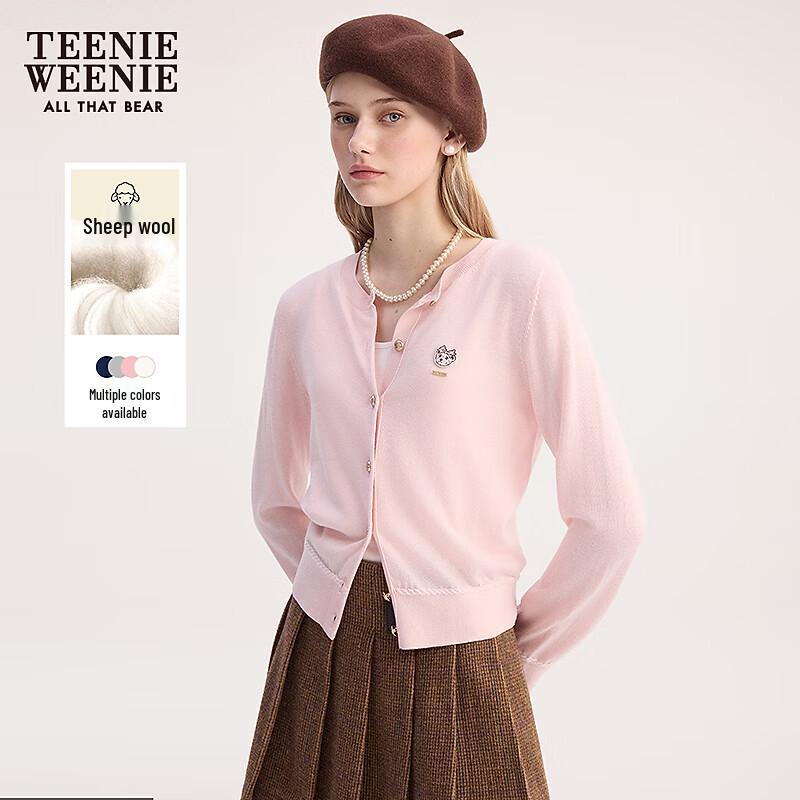Teenie Weenie Women's 2025 Autumn Sheep Wool Bear Knit Cardigan