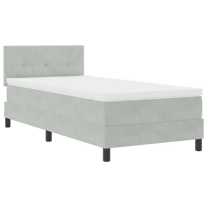 vidaXL Spring Bed with Mattress Light Grey 90x200 Cm Velvet 3339146