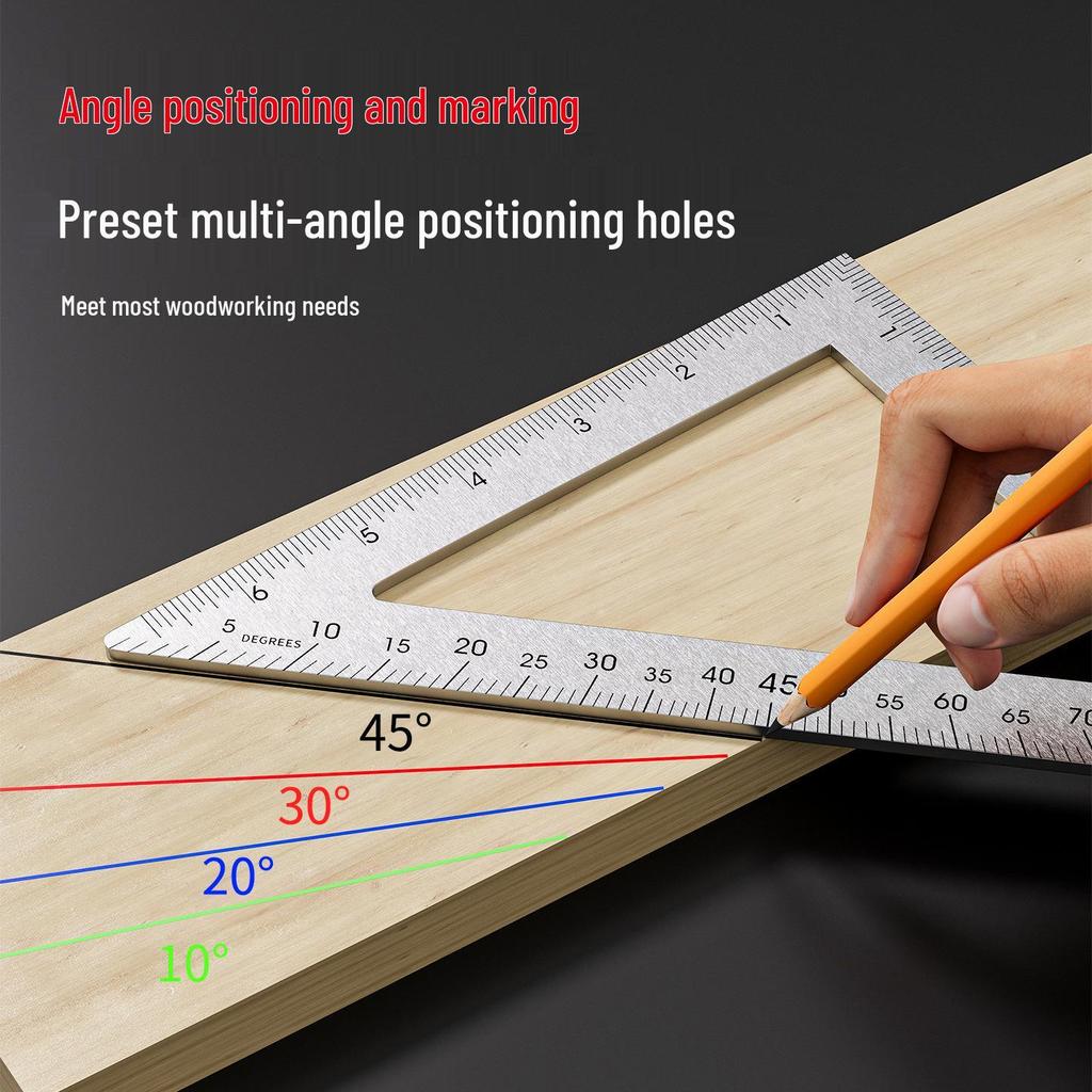 Stainless Steel Woodworking Triangle Ruler with 45°/90° Angles
