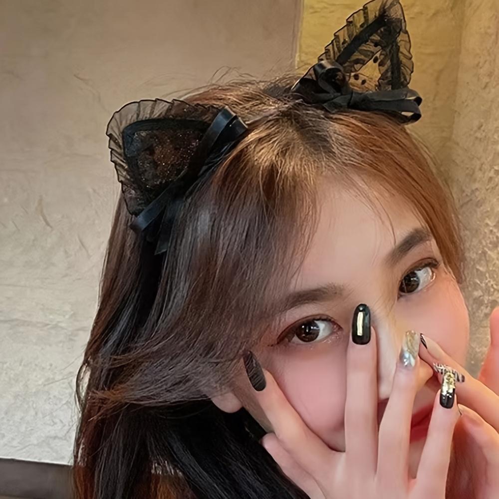 1pc Elegant Lace Cat Ear Headband  for Daily Wear, Decorates Hairstyles Beautifully, Suitable for Easter / Independence Day