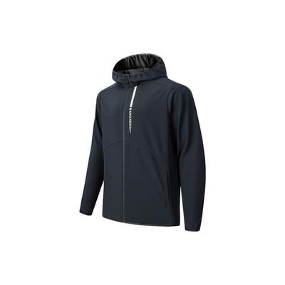 Anta Einfarbig mit Buchstaben-Print Reißverschluss Kapuzenjacke Herrenjacke Schwarz 952247611-3