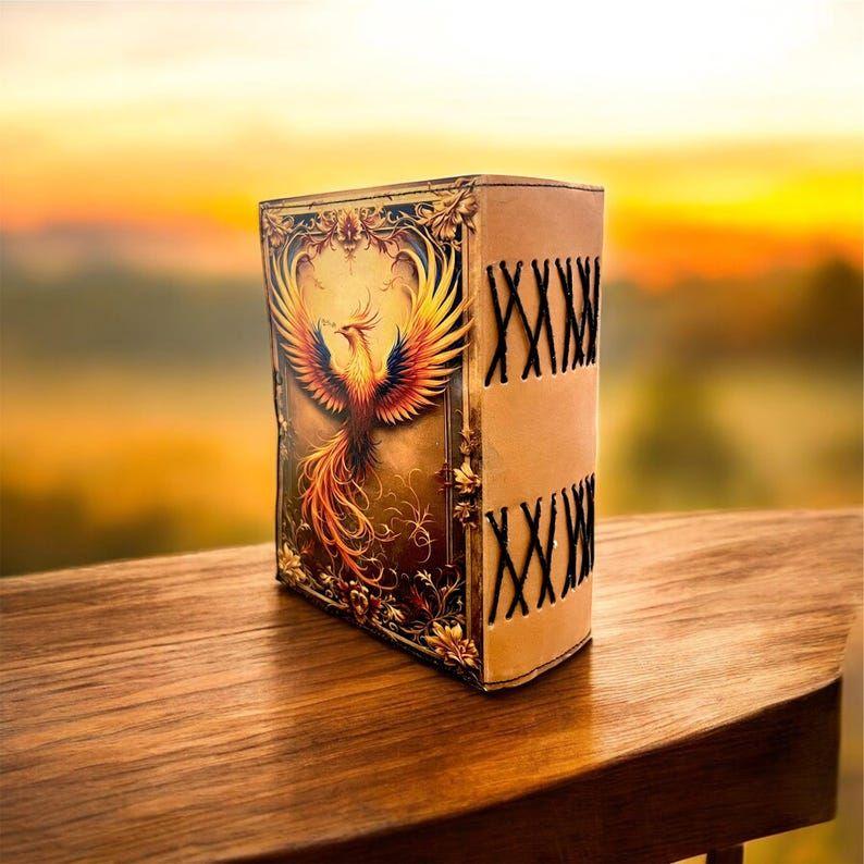 Phoenix Art Leather Journal | Vintage Handmade Diary with Antique Lock