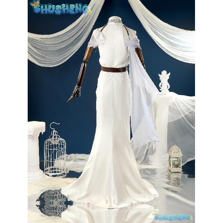 Game Nu:Carnival Edmond Cosplay Costume Neck Embroidery White Greek Style Dress Roleplay Outfit for Women or Men