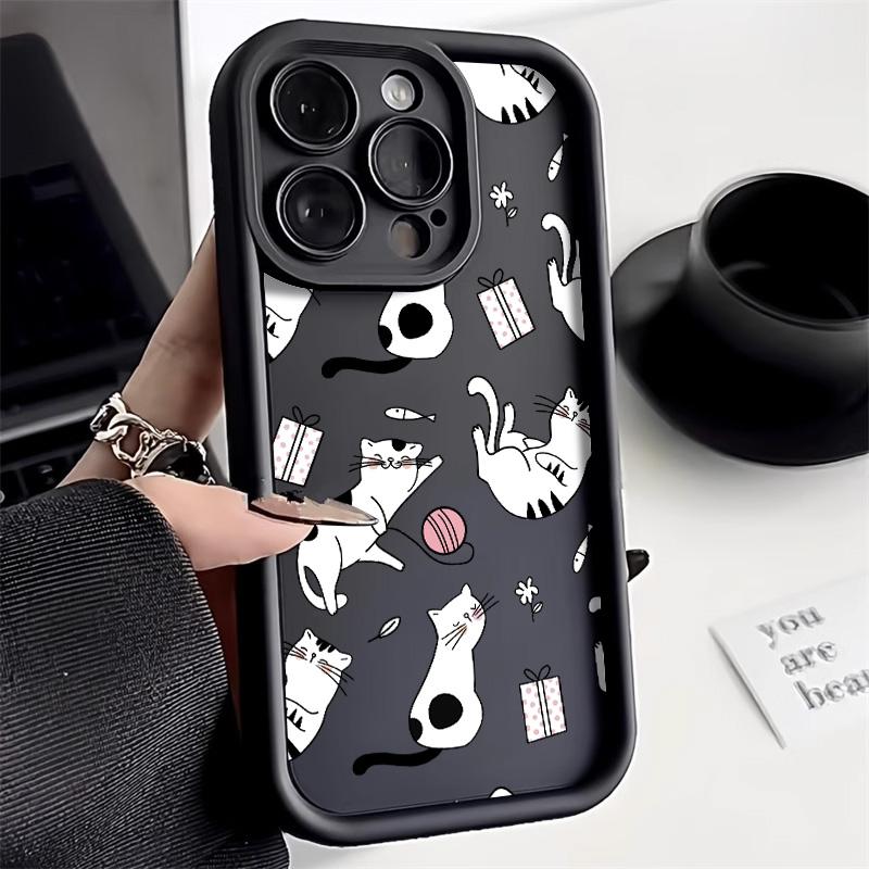 Silicone Cat Animal Phone Case For iPhone 11 13 15 16 Pro Max 14 12 XS X XR 7 8 Plus SE 14promax 15promax Shockproof Funda Cover