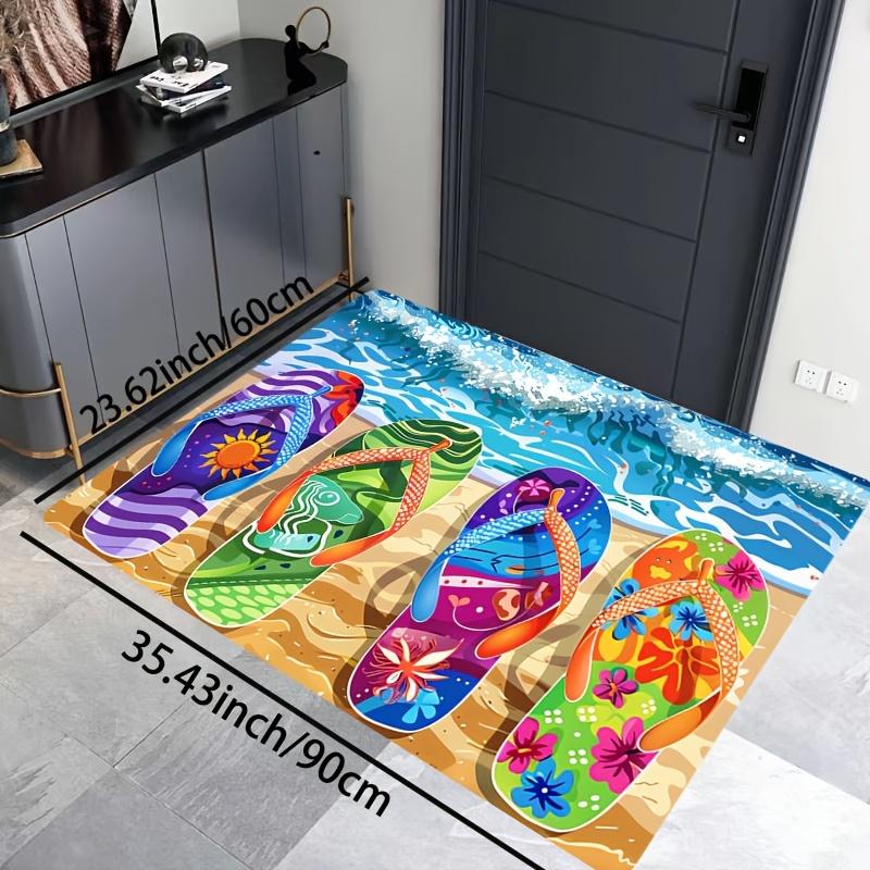1pc Scorching Summer Beach Slippers, Soft And Thick Bathroom Mat, Kitchen Mat, Living Room Carpet, Bedroom Carpet, Indoor Doormat, Machine Washable