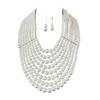 Versatile Multi Strand Simulated Pearls Necklace Earrings Set Vintage Inspired Design Clavicle Chain For Fashionistas