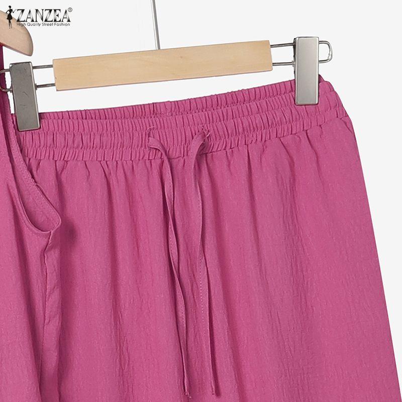 ZANZEA Women Sleeveless Tank Tops and Pants Casual Two Piece Suit Sets