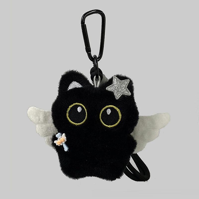 Cute Plush Big Eyed Black Cat Doll Pendant Girl Backpack Doll Pendants Couple Bag Keychain Phone Charms Bag Pendant Accessories