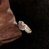Retro Pure Silver S925 Enamel Lucky Lock Adjustable Ring