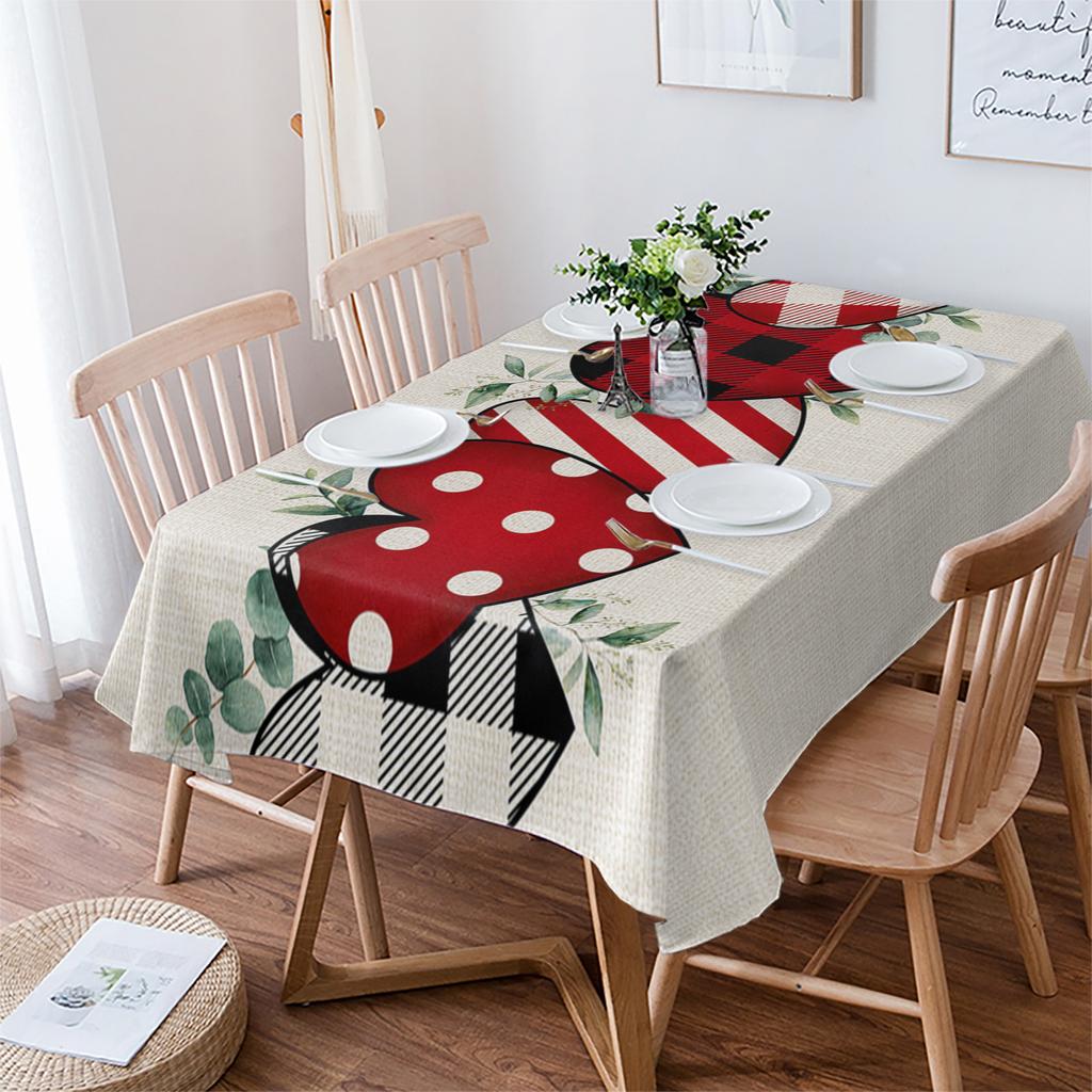 Eukalyptové srdce na Valentýna Ubrus Sváteční dekorace Vodotěsné obdélníkové ubrusy Svatební dekorace Dekor na stůl