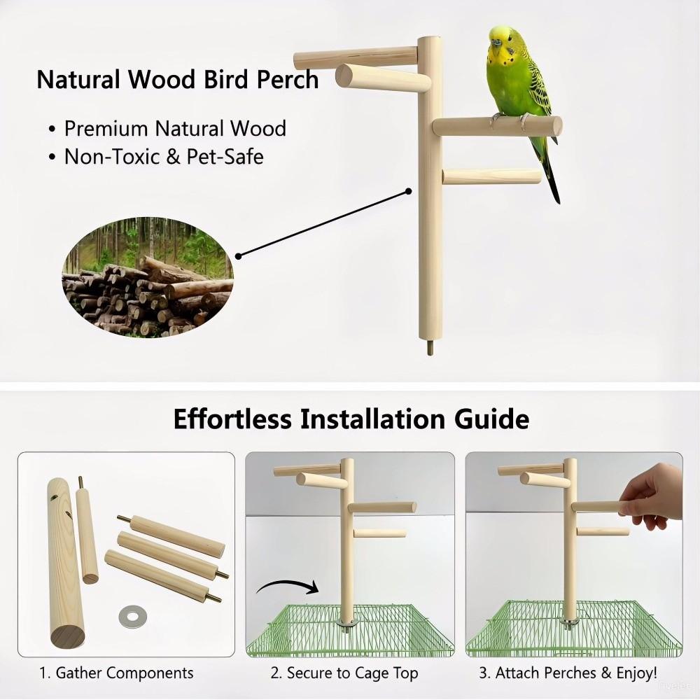 Natural Wood Parrot Swing Toy Rotating Ladder Parakeet Exercise Toy Rotating Ladder Toy For Birds